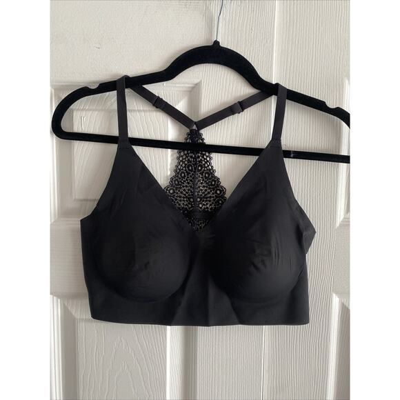 Bras N Things Womens Large Black Racerback Seamless Pullover Bra Lace - Picture 1 of 3